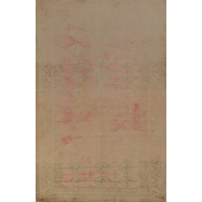 Distressed Pink Balouch Persian Vintage Rug Handmade Wool Carpet - 3'5" x 5'6"