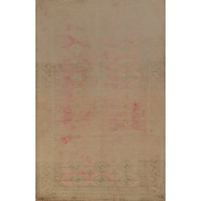 Distressed Pink Balouch Persian Vintage Rug Handmade Wool Carpet - 3'5" x 5'6"