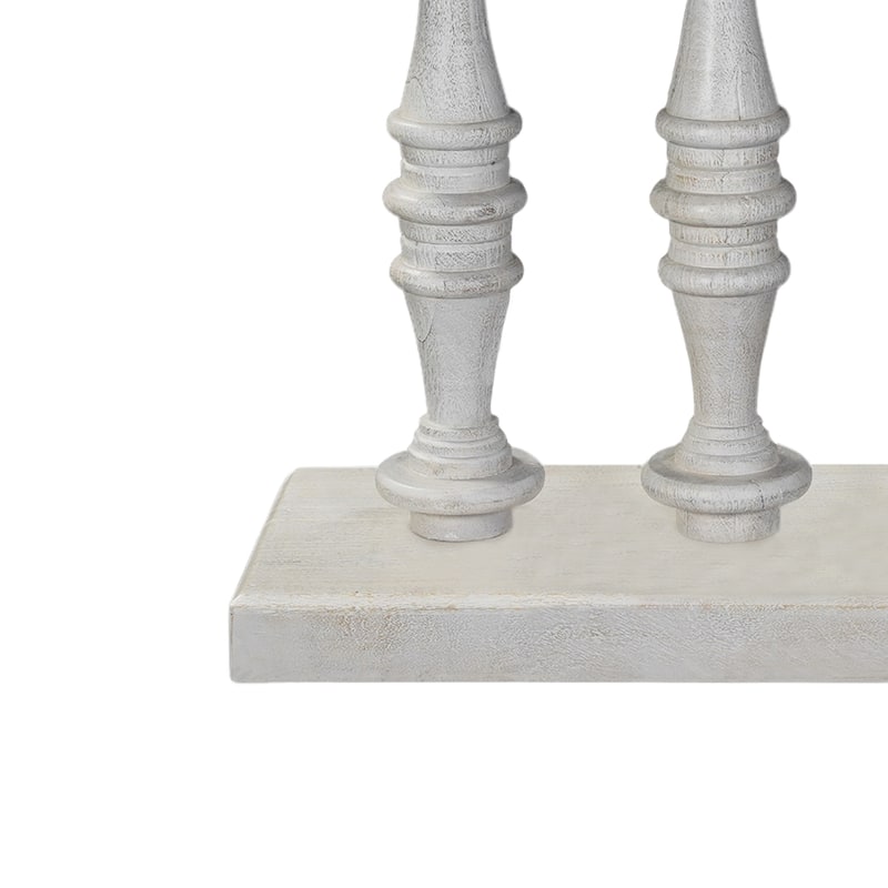 Console Table, 42-Inch Mango Wood Top, Shabby Chic Finish, Turned Pillar Legs