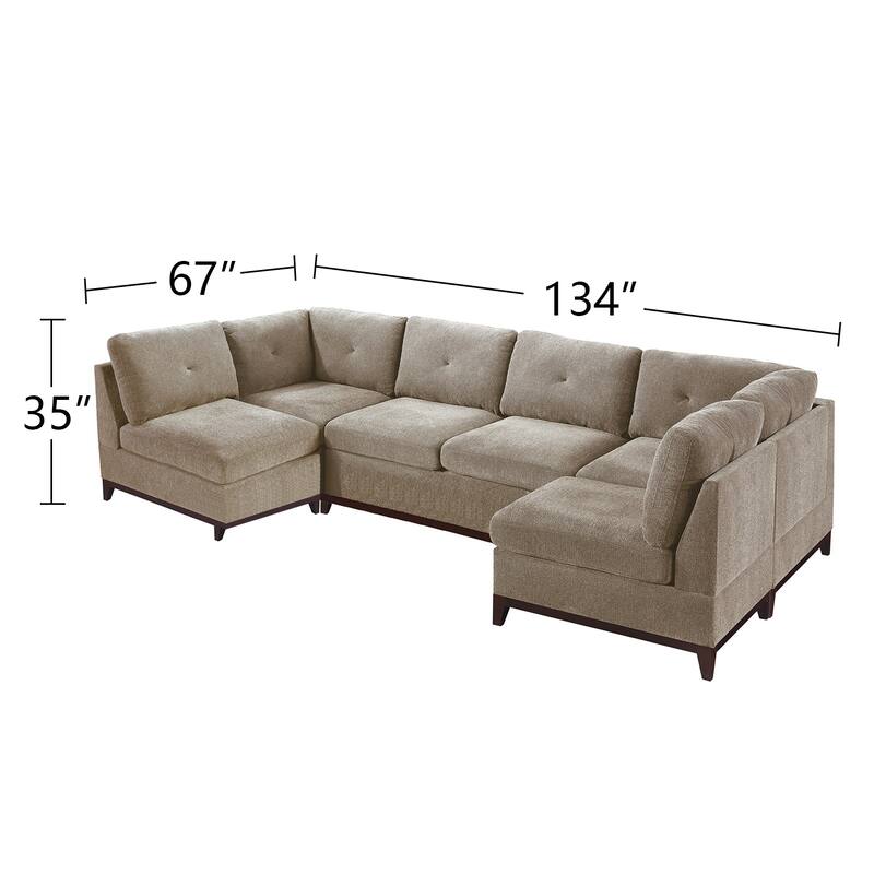 7 Piece Chenille Fabric Modular Sofa Set