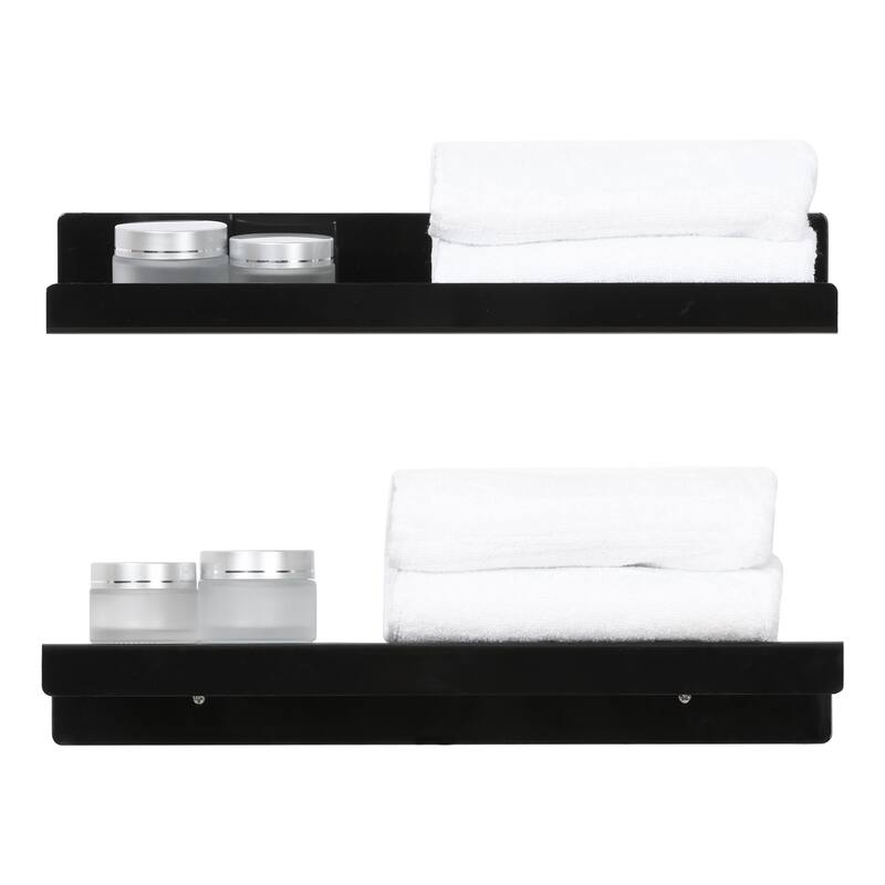 Acrylic Floating Shelves for Wall, Clear Acrylic Shelves for Bathroom Living Room and Kitchen Room Wall Display Shelf Black