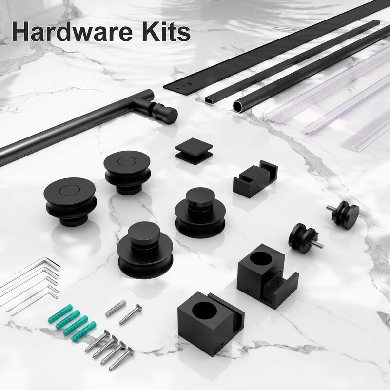 56"-60"W x 72"H Frameless Single Sliding Shower Door - 5/16" (8mm) Clear Tempered Glass