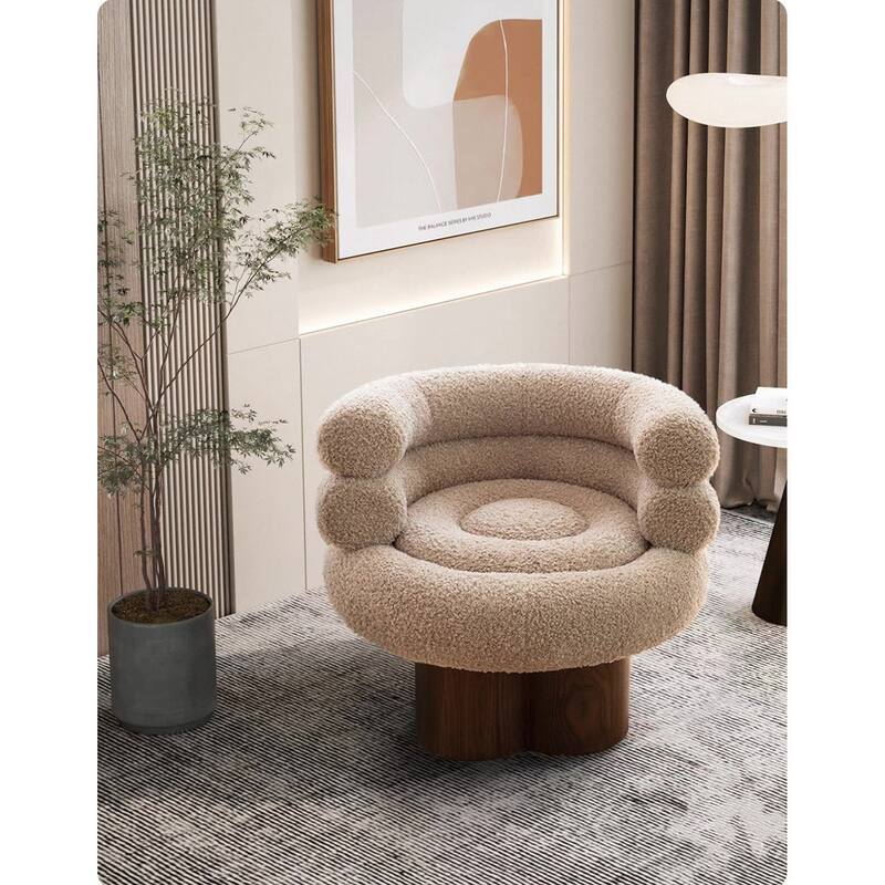 Lana Durable Sherpa Fleece Accent Chair - Camel