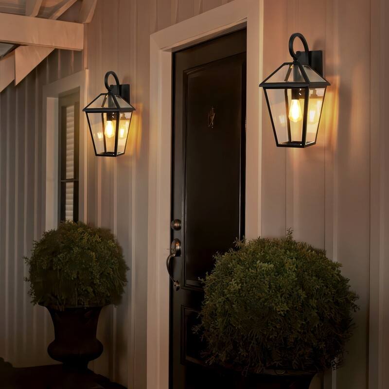16.5'' Outdoor Wall Sconce With Clear Glass Shade For Porch, Patio, Garage, And Entryway (Set Of 2)