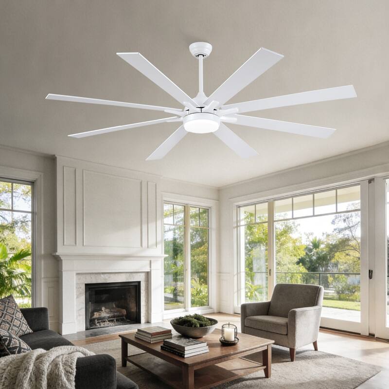 72 Inch Large Ceiling Fan with Light,Reversible DC Motor,LED Integrated,Remote and APP Control - 72 inches