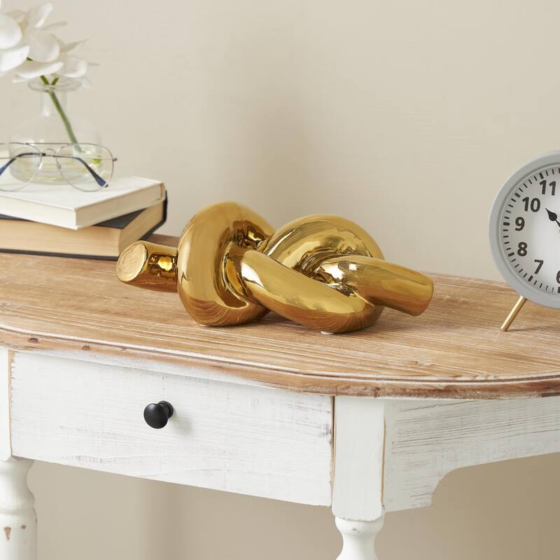 Ceramic Knot Decorative Sculpture - Gold - Roche River Decor