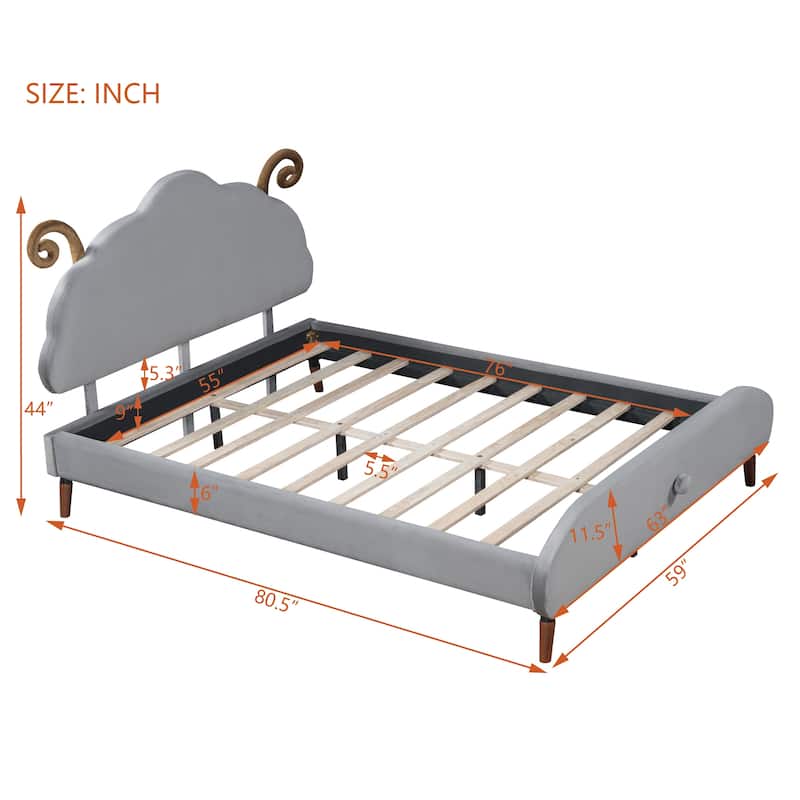 Platform Bed with Sheep-Shaped Headboard