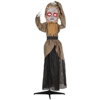 5.2' Life Size Sound and Motion Activated Animatronic Doll with Simulated Wound Cracks, Light Up Eyes, Sound & Upwards Jump