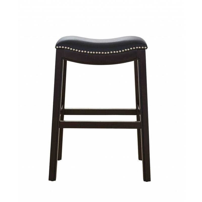 HomeRoots 26" Black and Espresso Solid Wood Backless Counter Height Bar Chair