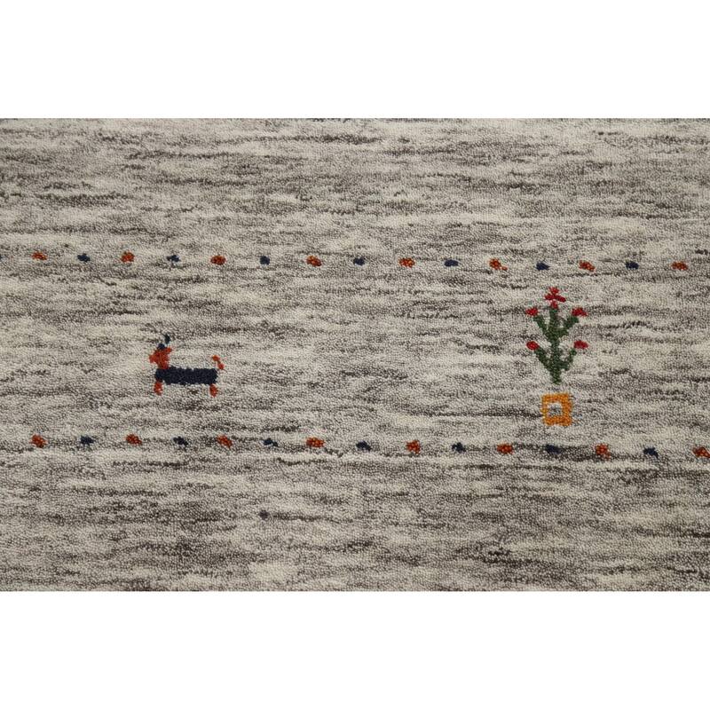 Hand Knotted Oriental 100% Wool Carpet Tribal Animal Pictorial Beige & Ivories Gabbeh Area Rug - 6' 0'' X 4' 1''