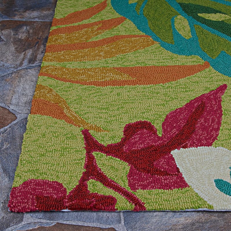 Dream Decor Rugs Miami Fern Green Red Handmade Indoor Outdoor Area Rug