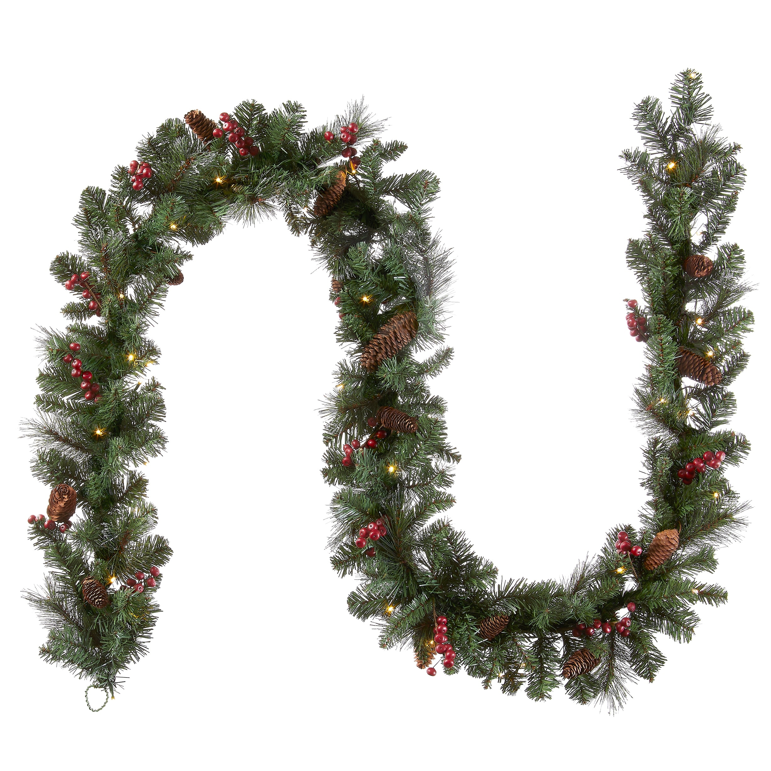 National Tree Company 36 Decorative Collection Cozy Christmas Wreath with Red and Clear Lights