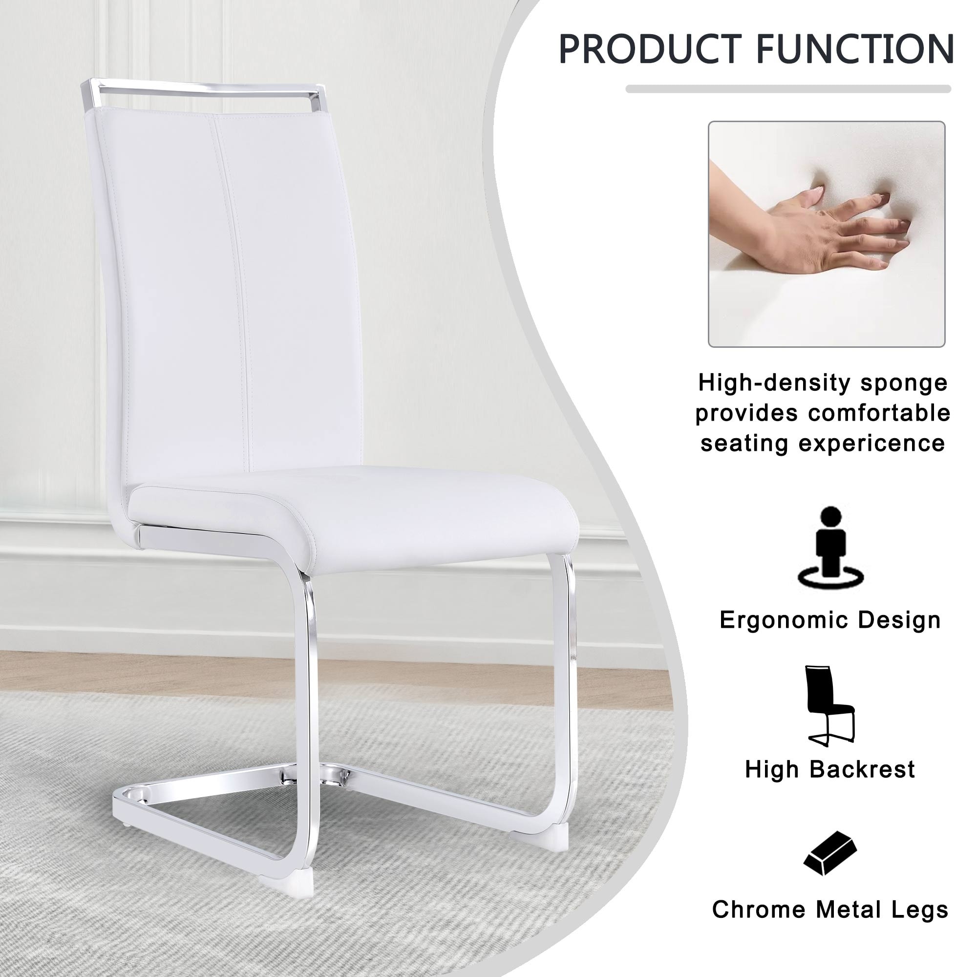 Modern PU Faux Leather Dining Chairs Set of 4 for Contemporary Style-image