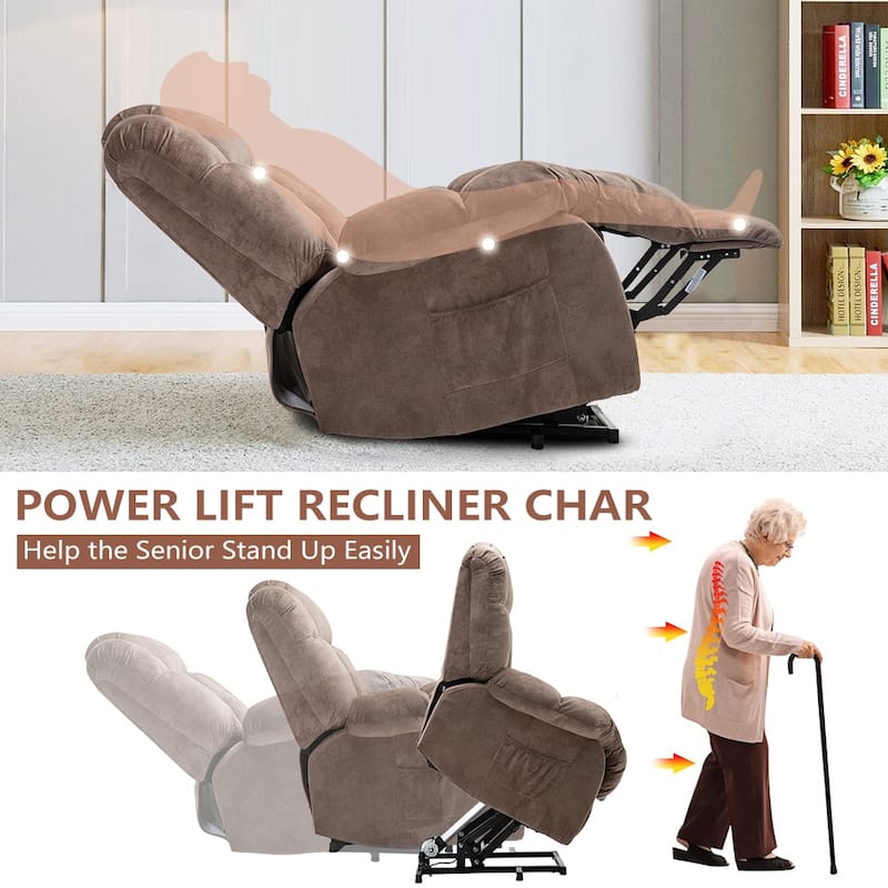 Power Lift Recliner Chair for Elderly, Heavy Duty & Safety Motion Reclining Mechanism-Fabric Sofa Living Room Chair