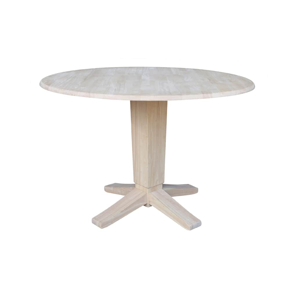 42 in Solid Wood Round Dual Drop Leaf Pedestal Dining Table