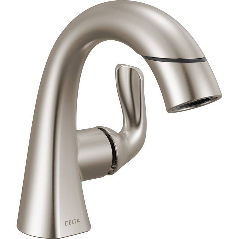 Delta 15840LF-PD Arvo 1.2 GPM Single Hole Bathroom Faucet with Pull - SpotShield Brushed Nickel