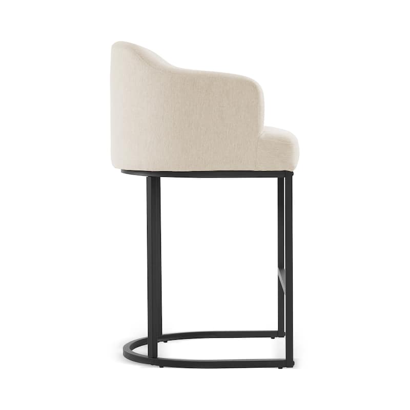 26 in. Bar Stools Upholstered Counter Stools Modern Low Back Metal Kitchen Island Stools - 22.7" W x 21" D x 35.2" H