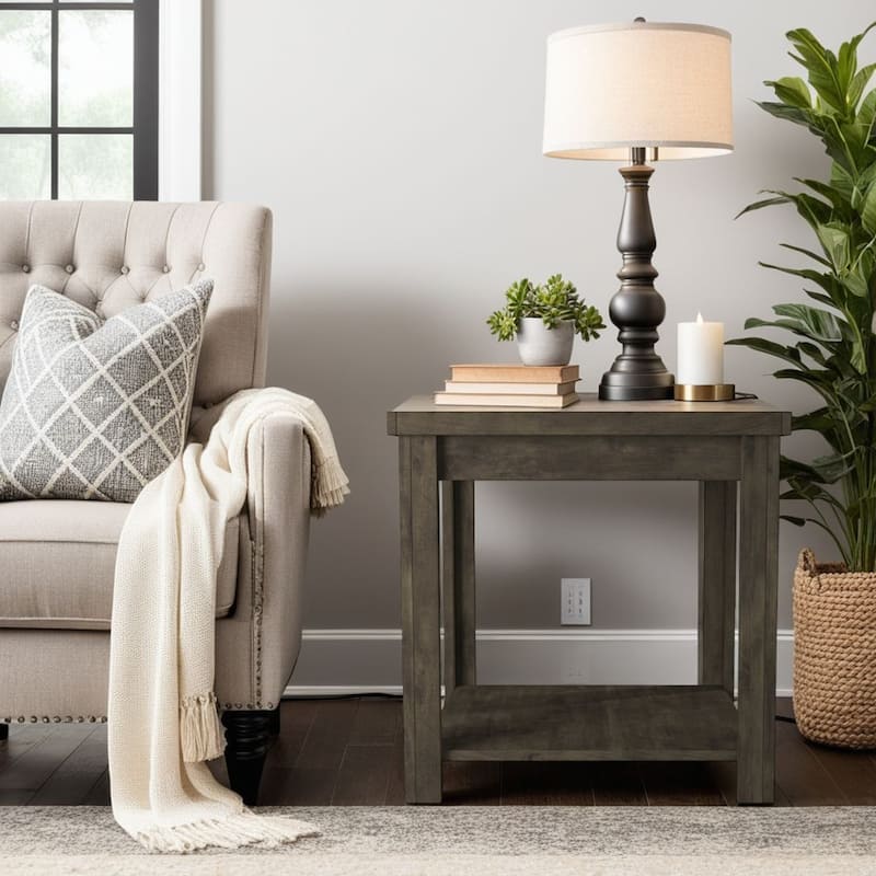 Bridgevine Home Joshua Creek 24 inch Side Table, No Assembly Required, Barnwood Finish