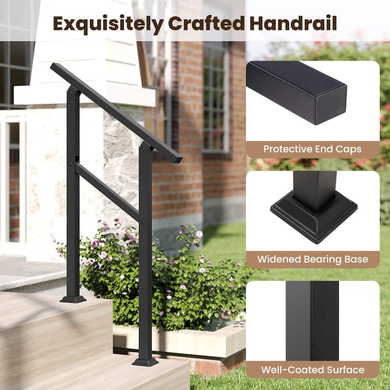 Costway 1/2 PCS Handrail for Outdoor 0-2/0-3 Steps with Flexible Angle