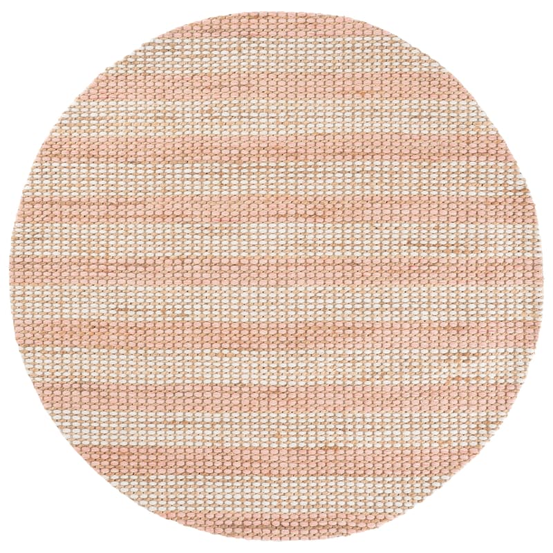 Martha Stewart by SAFAVIEH Handmade Halldis Jute Rug - 6' Round - Natural/Blush