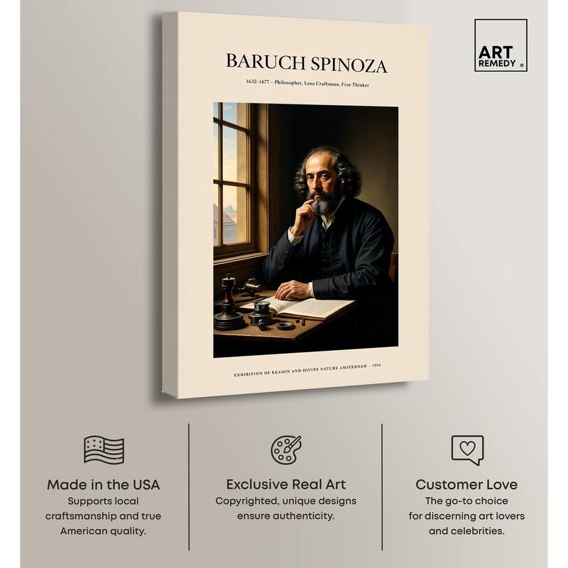 Philosopher Spinoza Canvas by Art Remedy, Gallery Wrapped
