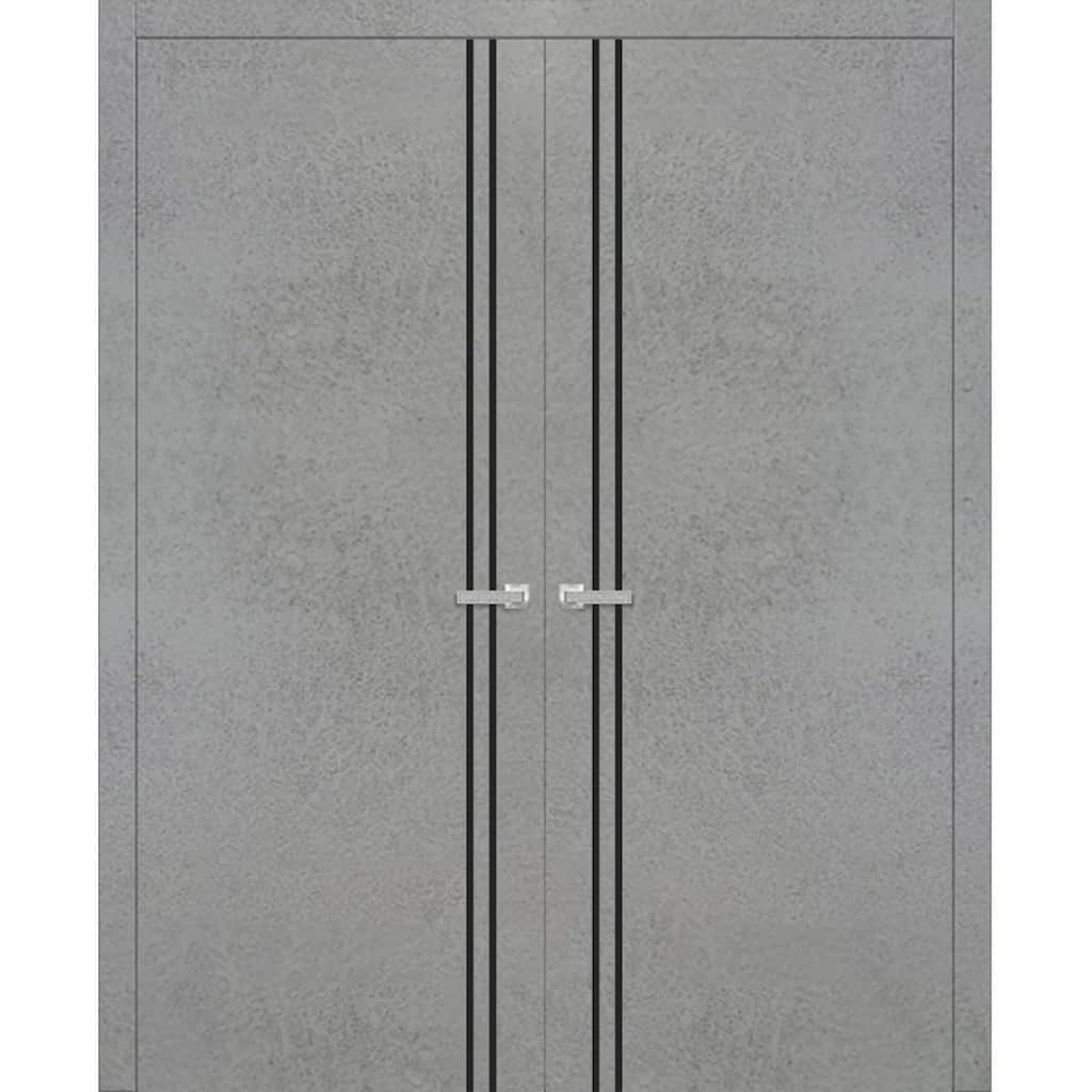 Solid French Double Doors 36 x 80 Planum 0016 Concrete with