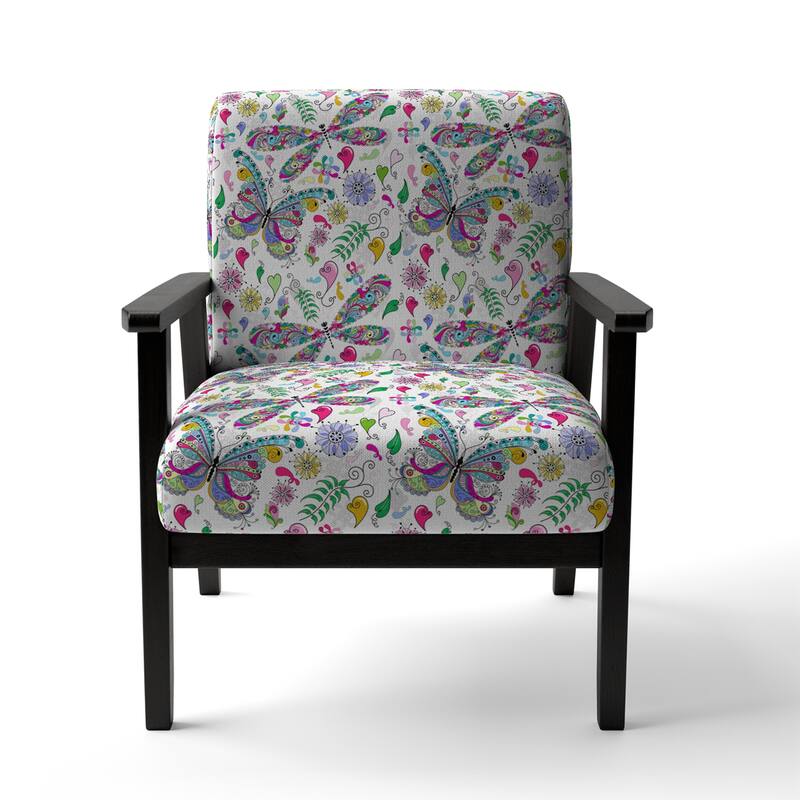 Designart "Multicolor Floral Paisley" Upholstered Patterned Accent Chair and Arm Chair