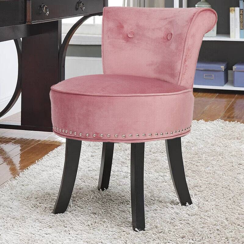 Thick Padded Makeup Vanity Stool Chair with Low Back
