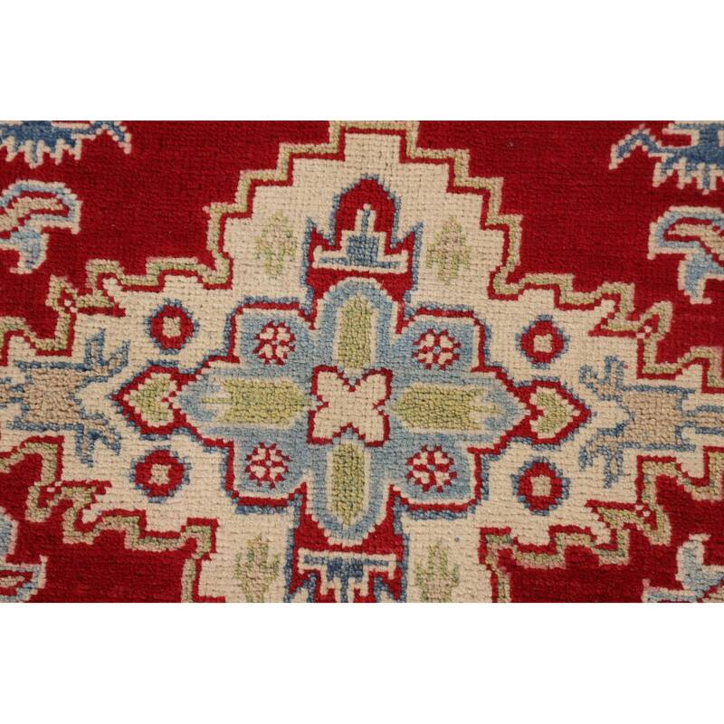 Traditional Red Kazak Rug Hand-Knotted Oriental Wool Carpet - 3'5"x 5'0"