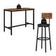 preview thumbnail 30 of 37, New Style Bar Table Set with Bar Stools PU Soft Seat with Backrest and Footrest ,1 Wooden Table(Set of 3 or Set of 5)