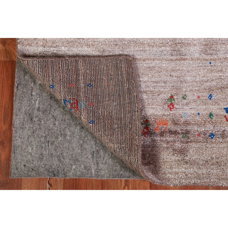 Hand Knotted Oriental 100% Wool Carpet Tribal Animal Pictorial Brown Gabbeh Runner Rug - 11' 9'' X 2' 7''
