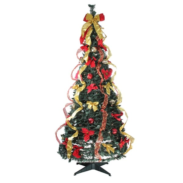 Shop 6 Pre Lit Gold And Red Decorated Pop Up Artificial Christmas