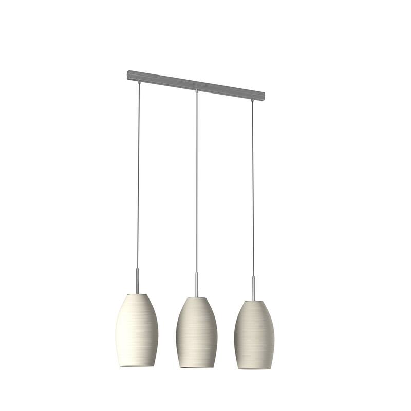 Eglo Batista 3-light Matte Nickel Island Light with White Wiped Glass