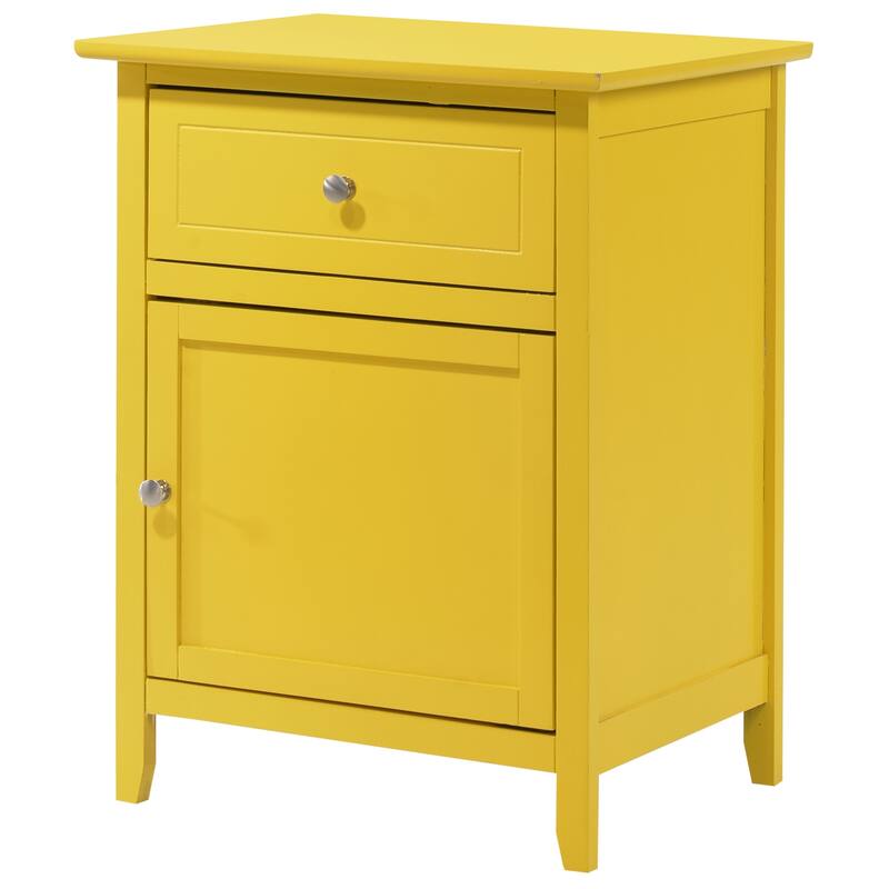 1-Drawer Yellow Nightstand with Modern Classic Design and Storage, 25 Inch Versatile Bedroom Side Table
