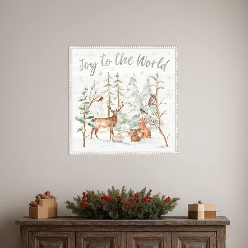 Winter Wonderland IV by Silvia Vassileva (22 x 22 in.), Framed Canvas Wall Art Print - Sylvie Beaded White