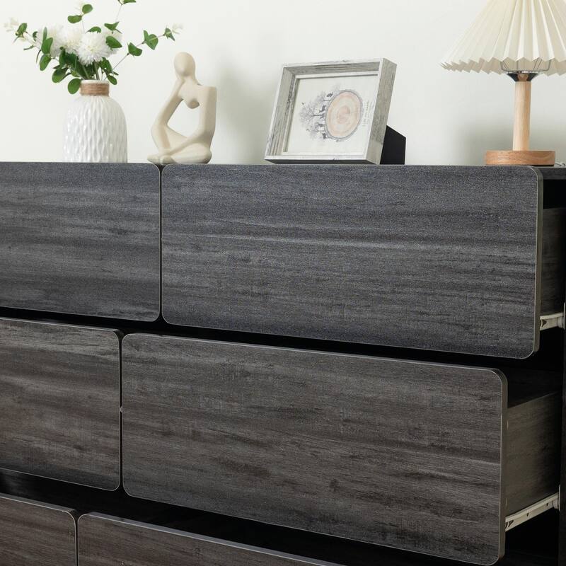 Six-Drawer Dresser Cabinet with Flat Drawer Corners