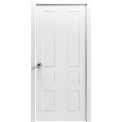 Sliding Closet Bi-fold Doors | Mela 0733 Painted White | Sturdy Tracks Moldings Trims | Wood Solid Bedroom Wardrobe Doors