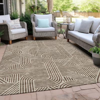 Machine Washable Indoor/ Outdoor Chantille Contemporary Geo Rug