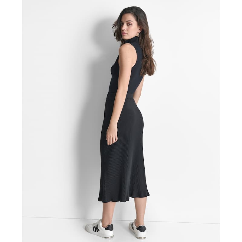 DKNY Rib Flare Stretch Cotton Skirt