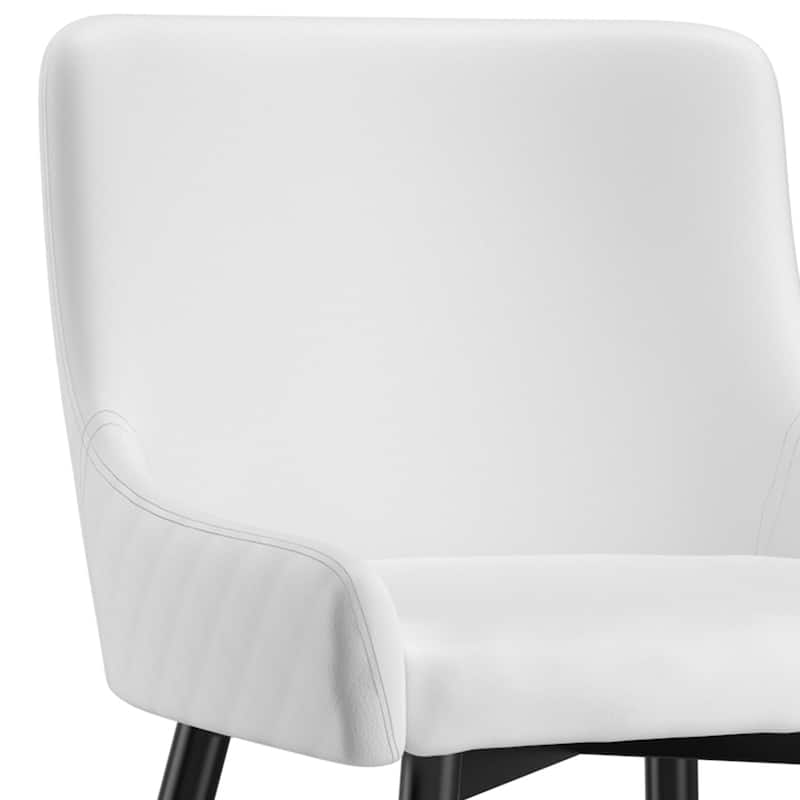 Set of 2 Modern Faux Leather and Metal Side Chair