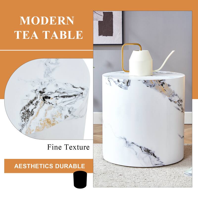 15.7" Modern Round Coffee Table with Fashionable Pattern and Stable Base for Living Room