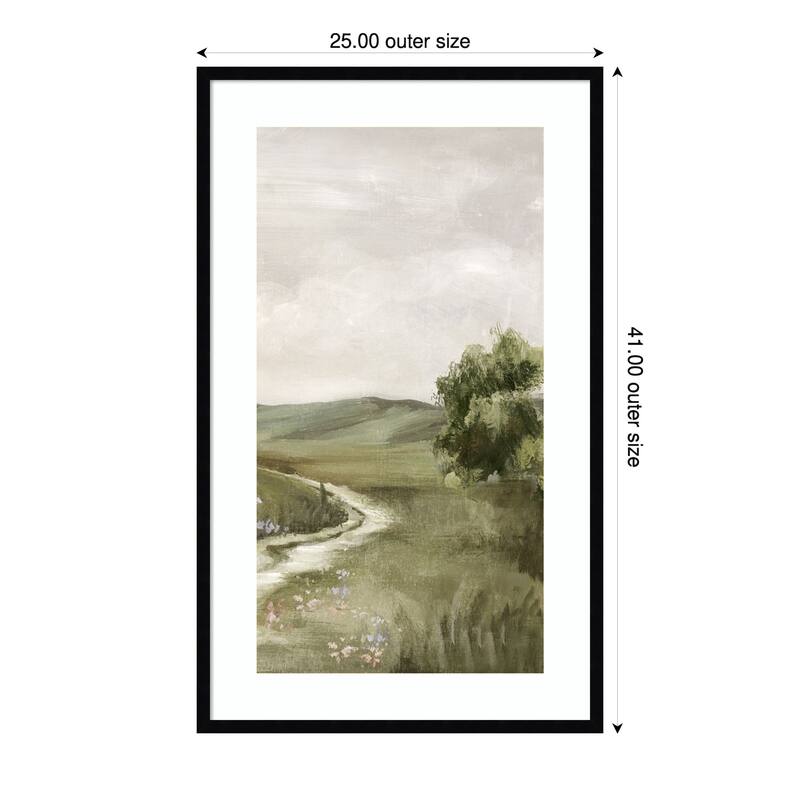 Path Through Tranquil Fields No. 2 by Luna Mavis Wood Framed Wall Art Print