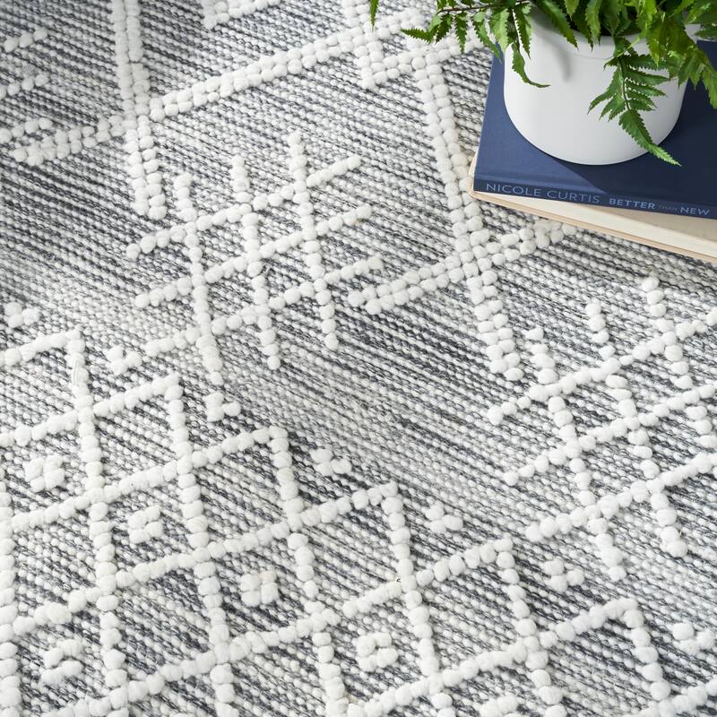 New Concept Washables Grey/Ivory Flat Woven Moroccan Indoor Area Rug