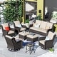 preview thumbnail 3 of 35, OVIOS 8-Piece Wicker Swivel Chair Patio Conversation Set Beige-Brown Wicker