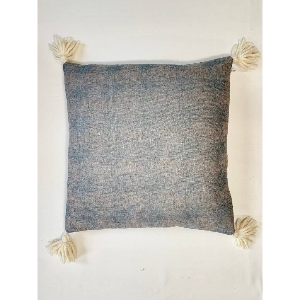 Grey Solid Color Rustic Linen Handmade Down Pillow - 20 x 20