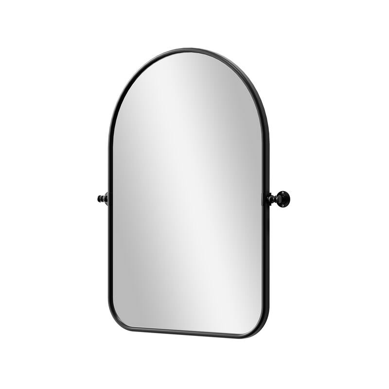 HomeRoots Set of Two Black Arch Iron Framed Bathroom Vanity Mirrors - 23.00 in. x 32.00 in. x 1.57 in.