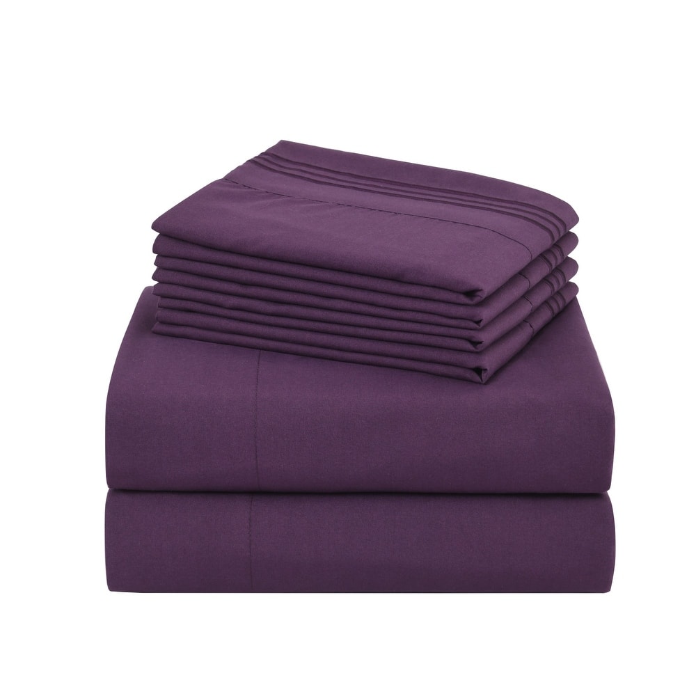 4/6 Pcs Soft Solid & Embroidery Bed Sheets Set