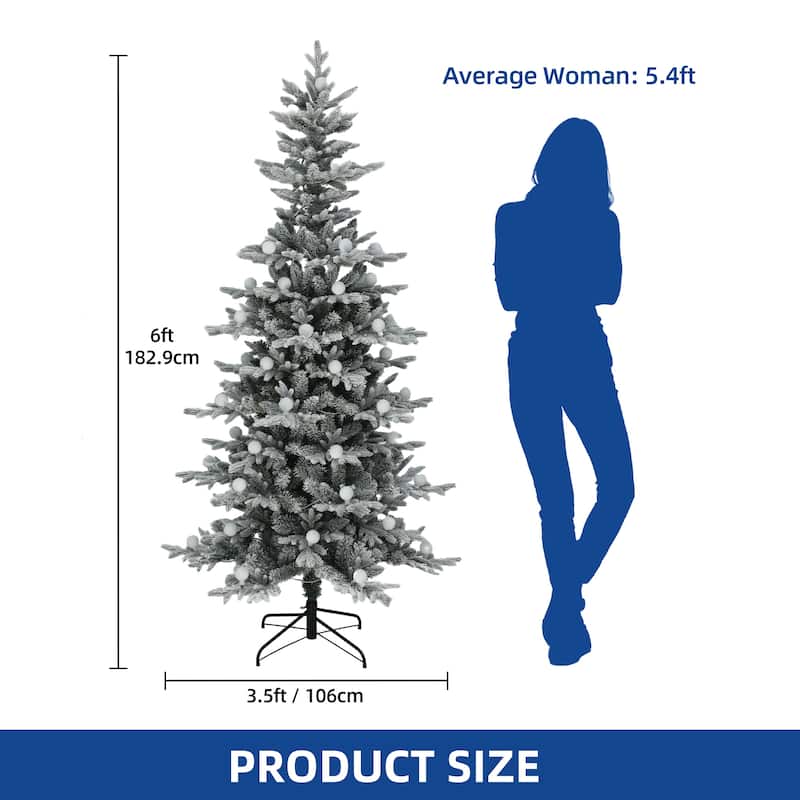 6/7.5 FT Pre-lit Flocked Layered Christmas Tree with Remote Control