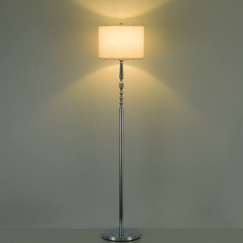 Acroma 62.2" Modern LED Bright Floor Lamp with White Fabric Drum Shade