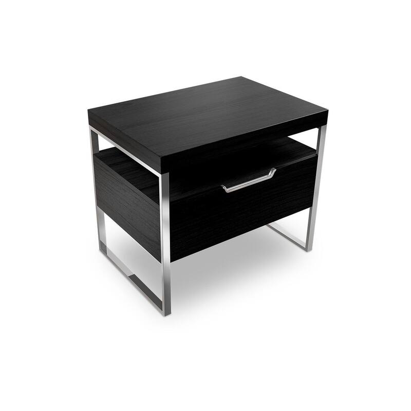 Vant Wooden Night Stand - Black - Silver Leg